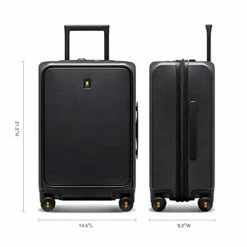 LEVEL8 Carry-On Luggage, Road Runner Pro 20” Lightweight PC Hardside Suitcase With USB Charging Port, Spinner Trolley For Luggage With Front Laptop Pocket, TSA Lock - Dark Grey, 20-Inch -suitcase shop 31MQBp0aGnS