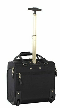 Steve Madden Designer 15 Inch Carry On Suitcase- Small Weekender Overnight Business Travel Luggage- Lightweight 2- Rolling Spinner Wheels Under Seat Bag For Women (Peek-A-Boo Black) -suitcase shop 31O9ESNI53L