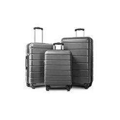 3 Piece Set Luggage Sets Women Men Teens Travel Suitcase With Lightweight TSA Lock Spinner, Home Outdoor Carry On Luggage With 4 Double Silent Wheels Adjustable Handle 20in 24in 28in, Gray