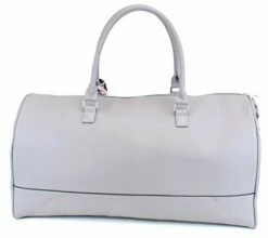 Women's Large PU Leather Weekender Duffel Bag With Satin Interior - Big 22" Carry-On Size - Light Grey -suitcase shop 31gSFHYfopL
