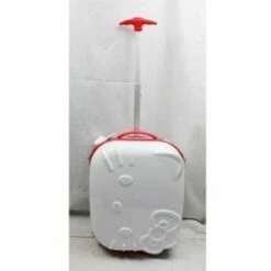 Hello Kitty 18" Rolling ABS Luggage Bag Hard Suit Case- White Face Bow