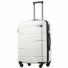 Coolife Luggage Expandable(only 28") Suitcase PC+ABS Spinner Built-In TSA Lock 20in 24in 28in Carry On (white, S(20in_carry On)) -suitcase shop 31nGOArIfLL