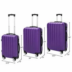 SSLine 3-in-1 Multifunctional Suitcase Luggage Set Large Capacity Traveling Storage ABS Expandable Spinner Hardside Suitcase Lightweight 4 Wheel Portable Travel Bag 20" / 24" / 28" Purple -suitcase shop 41 2ODiwTWL