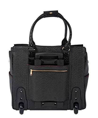 JKM And Company THE BARRINGTON Black Python & Alligator Compatible With Computer IPad, Laptop Tablet Rolling Tote Bag Briefcase Carryall Bag 6 JKM And Company THE BARRINGTON Black Python & Alligator Compatible With Computer IPad, Laptop Tablet Rolling Tote Bag Briefcase Carryall Bag - Image 4