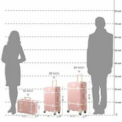 UNIWALKER Vintage Suitcase Set 20 Inch Carry On Spinner Luggage With 12 Inch Handbag For Women (Embossed Pink) -suitcase shop 411NwKGNxCL