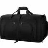 Duffel Bags For Traveling, 65L Carry On Foldable Weekender Overnight Bag For Men Women Waterproof Weekend Travel Duffle Bags With Shoe Compartment,Black -suitcase shop 411axxlPqnL