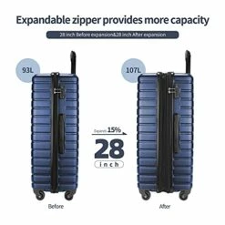 SHOWKOO 3 Piece Luggage Sets Expandable ABS Hardshell Hardside Lightweight Durable Spinner Wheels Suitcase With TSA Lock (Deep Blue) 10 SHOWKOO 3 Piece Luggage Sets Expandable ABS Hardshell Hardside Lightweight Durable Spinner Wheels Suitcase With TSA Lock (Deep Blue) -suitcase shop 4140ZSJfzgS