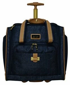 Nicole Miller Underseat Luggage Collection - Small Lightweight 15 Inch Under Seat Bag - Briefcase For Women - Carry On Suitcase With 2- Rolling Spinner Wheels (Paige Navy) -suitcase shop 414mYd3mq L