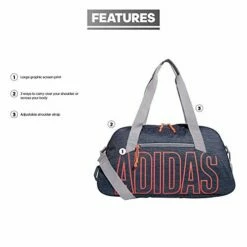 Adidas Graphic Duffel Bag, Legacy Blue Canvas/Signal Pink/Glory Grey, One Size -suitcase shop 4155GkGzhTL