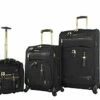 Steve Madden Designer Luggage Collection- 3 Piece Softside Expandable Lightweight Spinner Suitcases- Travel Set Includes Under Seat Bag, 20-Inch Carry On & 28-Inch Checked Suitcase (Peek-A-Boo Black) -suitcase shop 415hJNBw6HL