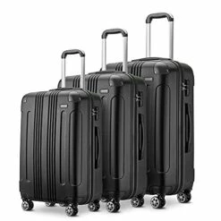 JOYWAY Luggage 3 Piece Set Suitcase Lightweight Hardshell TSA Lock Spinner (black)