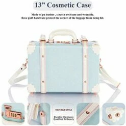 COTRUNKAGE 24 Inch Large Vintage Luggage Set 2 Pieces Rolling Suitcases For Women (13" & 24", Sky Blue) -suitcase shop 417cY4kBkAL