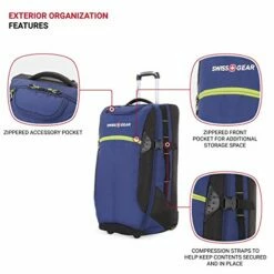 SwissGear Extra Large Lightweight Rolling Duffel, Blue/Green -suitcase shop 418NurY41jL