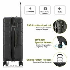 4PC Luggage Sets, ABS Hardshell Luggage Set Lightweight Hard Shell Travel Suitcases W/Spinner Wheels Free Suitcase Cover(18 20 24 28Inch) (Black) -suitcase shop 418PWC MzEL
