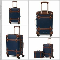 NZBZ Vintage Luggage Sets With Spinner Wheels Carry On Suitcase Tsa Lock Luggage 3 Pieces (Navy Blue, 14inch & 20inch & 28inch) -suitcase shop 419 2Z6KpIS