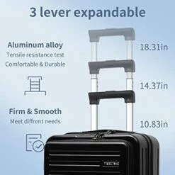 TydeCkare 20 Inch Carrry On Luggage With Front Zipper Pocket, 45L, Lightweight ABS+PC Hardshell Suitcase With TSA Lock & Spinner Silent Wheels, Convenient For Business Trips, Black -suitcase shop 41985hg1qUL