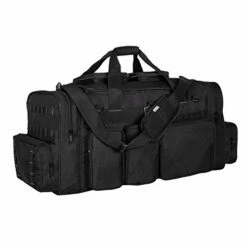 K-Cliffs Tactical Range Duffel Military Molle Gear Travel Sports Gym Bag Lockable Zippers With US Flag Patch 30 Inch Large Black -suitcase shop 419B1ts6bKL