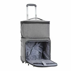 Travelers Club Luggage 16" Top Expandable Rolling Underseater W/USB Port, Dark Gray Suitcase, -suitcase shop 419X 2BjP2XUL
