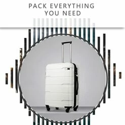 Coolife Luggage Expandable(only 28") Suitcase PC+ABS Spinner Built-In TSA Lock 20in 24in 28in Carry On (white, S(20in_carry On)) -suitcase shop 41AO6fYYxCL