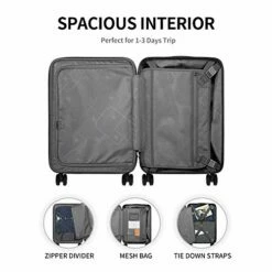 LEVEL8 Carry-On Luggage, Hardside Suitcase, 20” Lightweight ABS+PC Hardshell Spinner Trolley For Luggage With Built-In TSA Lock, 8 Spinner Wheels, Blue, 20-Inch Carry-On -suitcase shop 41BaGaZXSyL