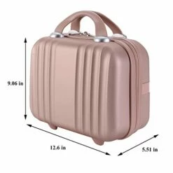 Exttlliy Mini Hard Shell Hard Travel Luggage Cosmetic Case, Small Portable Carrying Case Suitcase For Makeup (Rose Gold) -suitcase shop 41BvvDYiEAL