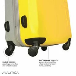 Nautica Hardside Carry On Luggage - 20 Inch Spinner Wheels Suitcase Lightweight Rolling Travel Bag For Under Seat, Yellow/Silver -suitcase shop 41BwiGXrQqL