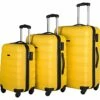 Expandable 3 Piece Luggage Sets Hardside Durable Suitcase With Spinner Wheels TSA Lock, 3 Pcs Carry On Case Travel Home Outdoor School Lightweight Trolley Case ( 20" 24" 28" Yellow)