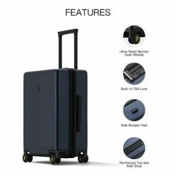 LEVEL8 Elegance Matte Carry-On Luggage, 20” Hardside Suitcase, Lightweight PC Matte Hardshell Spinner Trolley For Luggage, TSA Approved Cabin Luggage With 8 Spinner Wheels-Navy Blue, 20-Inch Carry-On -suitcase shop 41DtNQu kLL