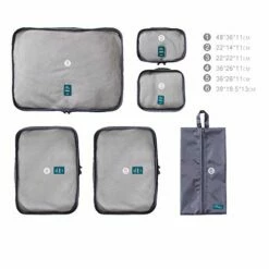 6 Set Packing Cubes Travel Luggage Organizer Waterproof Mesh Lightweight Suitcase Storage Bag Clothing Laundry Bag Shoe Bag (Grey) 13 6 Set Packing Cubes Travel Luggage Organizer Waterproof Mesh Lightweight Suitcase Storage Bag Clothing Laundry Bag Shoe Bag (Grey) -suitcase shop 41Dxu2eZMQL