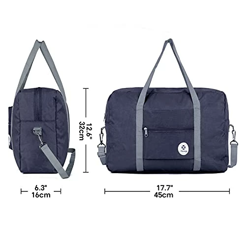 For Spirit Airlines Foldable Travel Duffel Bag Tote Carry On Luggage Sport Duffle Weekender Overnight For Women And Girls (3112 Dark Blue ( With Shoulder Strap)) 5 For Spirit Airlines Foldable Travel Duffel Bag Tote Carry On Luggage Sport Duffle Weekender Overnight For Women And Girls (3112 Dark Blue ( With Shoulder Strap)) - Image 3