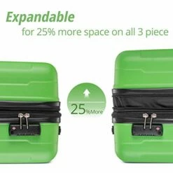 Merax Luggage Set With TSA Lock, All Expandable 3 Piece Hardshell Lightweight Suitcase Set 20inch 24inch 28inch (Apple Green) -suitcase shop 41ETCz1GK9L