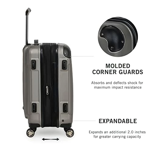 Kenneth Cole Reaction Renegade 20" ABS Expandable 8-Wheel Carry-On, Silver, Inch 5 Kenneth Cole Reaction Renegade 20" ABS Expandable 8-Wheel Carry-On, Silver, Inch - Image 3