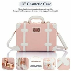 COTRUNKAGE 26 Inch Large Vintage Luggage Set 2 Pieces Rolling Suitcases For Women (13" & 26", Embossed Pink) -suitcase shop 41Ib4FqGbuL