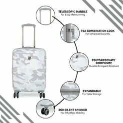 Heys Black Camo 21" Carry On Spinner Luggage (White) -suitcase shop 41InuwiWwHL
