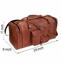 24 Inch Genuine Leather Duffel Travel Overnight Weekend Leather Bag Sports Gym Duffel Luggage Travel Bag For Men And Women Travelling Cabin Duffle Yoga Gym Bag (24 Inch Brown) -suitcase shop 41Js BGH2CL