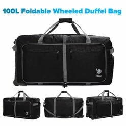 Wheeled Duffle Bag Luggage - 100L Large Rolling Duffel Bag 30 Inch Folding Duffle Bag For Travel - Packable Duffle Bag With Rollers (Black) -suitcase shop 41K0simaB6L