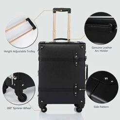 COTRUNKAGE Spinner Vintage Luggage PASCO Carry On Suitcase With TSA Lock (20", Black/Black) -suitcase shop 41KGVByW07L