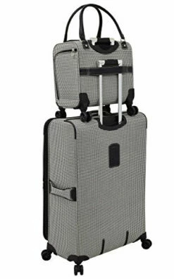 LONDON FOG Cambridge II 15-Inch 8 Wheel Under Seat Bag, Black White Houndstooth -suitcase shop 41KcR5JiAxL