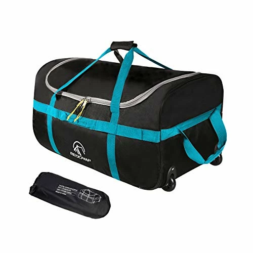 REDCAMP 85L Foldable Duffle Bag With Wheels 26", 1680D Oxford Collapsible Large Duffel Bag With Rollers For Camping Travel Gear, Black 3 REDCAMP 85L Foldable Duffle Bag With Wheels 26", 1680D Oxford Collapsible Large Duffel Bag With Rollers For Camping Travel Gear, Black