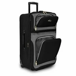 U.S. Traveler New Yorker Lightweight Softside Expandable Travel Rolling Luggage Set, Black/Grey, 4-Piece (15/21/25/29) -suitcase shop 41LMinVK0rL