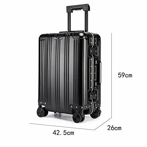 JBAG-one 100% Aluminum-Magnesium Alloy Rolling Luggage Spinner Men Business Suitcase Wheels 20 Inch Cabin Trolley Travel Bag,Black 4 JBAG-one 100% Aluminum-Magnesium Alloy Rolling Luggage Spinner Men Business Suitcase Wheels 20 Inch Cabin Trolley Travel Bag,Black - Image 2