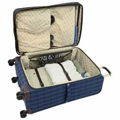 London Fog Brentwood II 4 Piece Set (with Under The Seat Bag), Blue Window Pane -suitcase shop 41M9B3 TxL