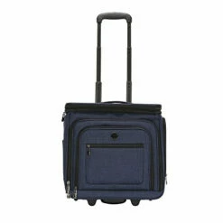 Travelers Club Luggage 16" Top Expandable Rolling Underseater W/USB Port, Blue Suitcase, Carry-On, Navy -suitcase shop 41PYbLfAt L