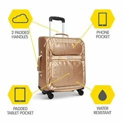 Bixbee Kids Luggage, Kids Luggage With Wheels For Girls & Boys With Telescoping Pullout Handle, Strap And Pockets- Lightweight Kids Suitcase & Carry On Bag For Airport, Travel, Overnight In Gold 14 Bixbee Kids Luggage, Kids Luggage With Wheels For Girls & Boys With Telescoping Pullout Handle, Strap And Pockets- Lightweight Kids Suitcase & Carry On Bag For Airport, Travel, Overnight In Gold -suitcase shop 41UAa0 w1US