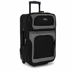U.S. Traveler New Yorker Lightweight Softside Expandable Travel Rolling Luggage Set, Black/Grey, 4-Piece (15/21/25/29) -suitcase shop 41VvVJKT95L