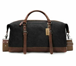 BAOSHA Oversized Canvas PU Leather Travel Tote Duffel Bag Weekender Overnight Bag (Black) 15 BAOSHA Oversized Canvas PU Leather Travel Tote Duffel Bag Weekender Overnight Bag (Black) -suitcase shop 41WcPv0eZlL