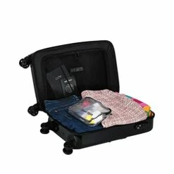 Cloe Carry-On 20 Inch Hybrid Luggage With 360º-spinner Wheels In Black Color -suitcase shop 41WgOOANdBS