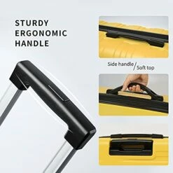 Flieks Luggage Sets TSSA 3 Piece Spinner Suitcase Lightweight 20 24 28 Inch (Yellow) -suitcase shop 41XHgz6LRAL