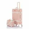 COTRUNKAGE 26 Inch Large Vintage Luggage Set 2 Pieces Rolling Suitcases For Women (13" & 26", Embossed Pink) -suitcase shop 41XMh18fS L