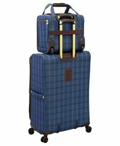 London Fog Brentwood II 4 Piece Set (with Under The Seat Bag), Blue Window Pane -suitcase shop 41XdiEhEkuL